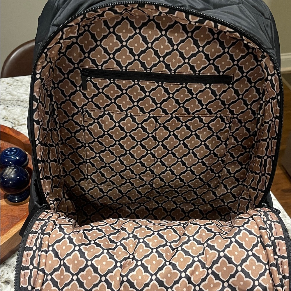 Vera Bradley Quilted Black Backpack with Pouch - Picture 7 of 16